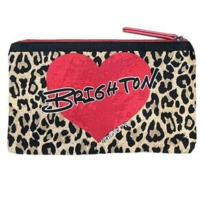 Brighton Makeup Cosmetic Bag Pouch Leopard Animal Print Red Heart Bow 2020